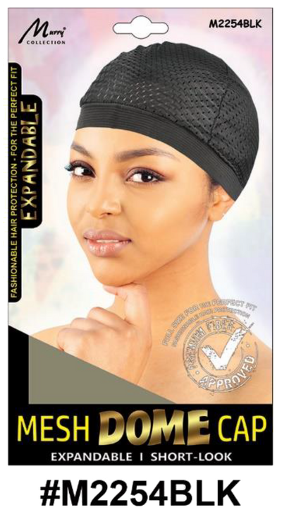 "Mesh Dome Cap in Black (#M2254BLK) - Expandable, Lightweight, and Breathable for Hair Protection and Wig-Making."