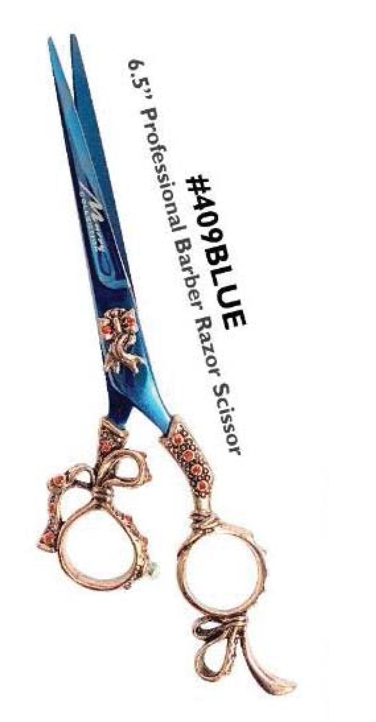 6.5" Professional Barber Razor Scissor Blue #409BLUE
