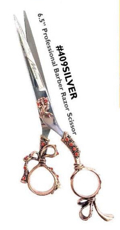 6.5" Professional Barber Razor Scissor Silver #409SILVER
