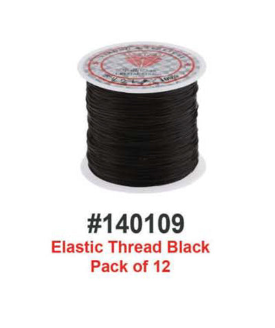 Elastic Thread Black Pack of 12 #140109