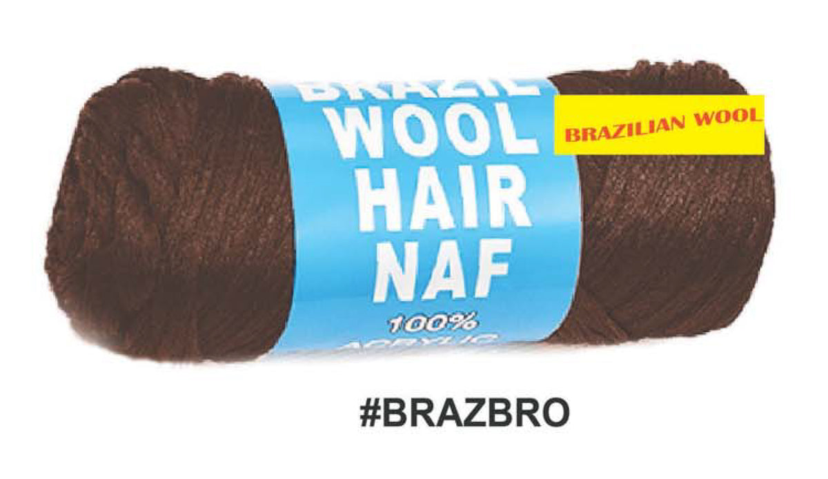 Brazilian Wool Hair NAF 100% Acrylic Brown #BRAZBRO