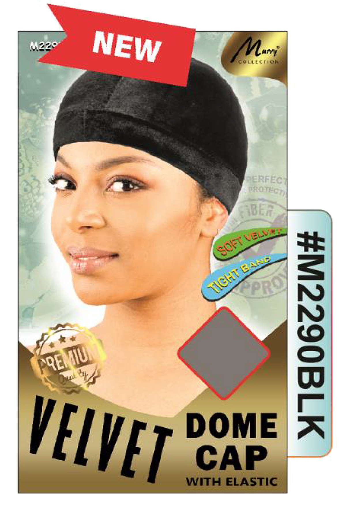 "Velvet Dome Cap With Elastic in Black - Soft Velvet, Tight Band (#M2290BLK)"