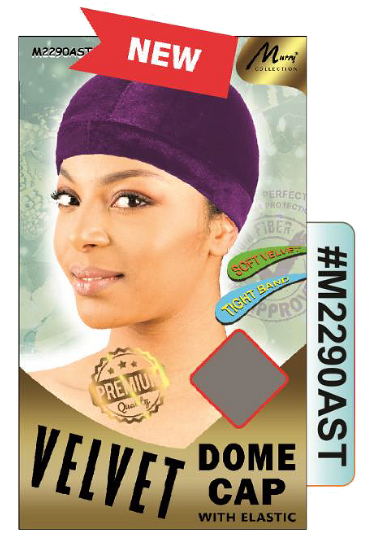 "Velvet Dome Cap With Elastic in Assorted Colors - Soft Velvet, Tight Band (#M2290AST)"