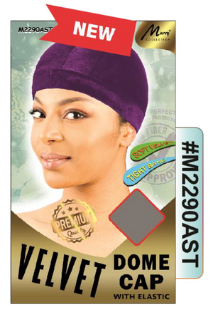 "Velvet Dome Cap With Elastic in Assorted Colors - Soft Velvet, Tight Band (#M2290AST)"