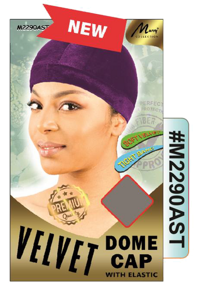 "Velvet Dome Cap With Elastic in Assorted Colors - Soft Velvet, Tight Band (#M2290AST)"