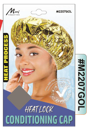 "Heat Lock Conditioning Cap in Gold (#M2207GOL) - Premium Hair Treatment Accessory."