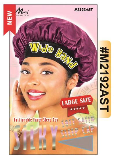 "Fashionable Silky Sleep Cap with Wide Band in Assorted Colors - Large Size (#M2192AST)."