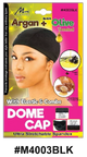 Argan + Olive Treated Dome Cap with Elastic- Black - #M4003BLK