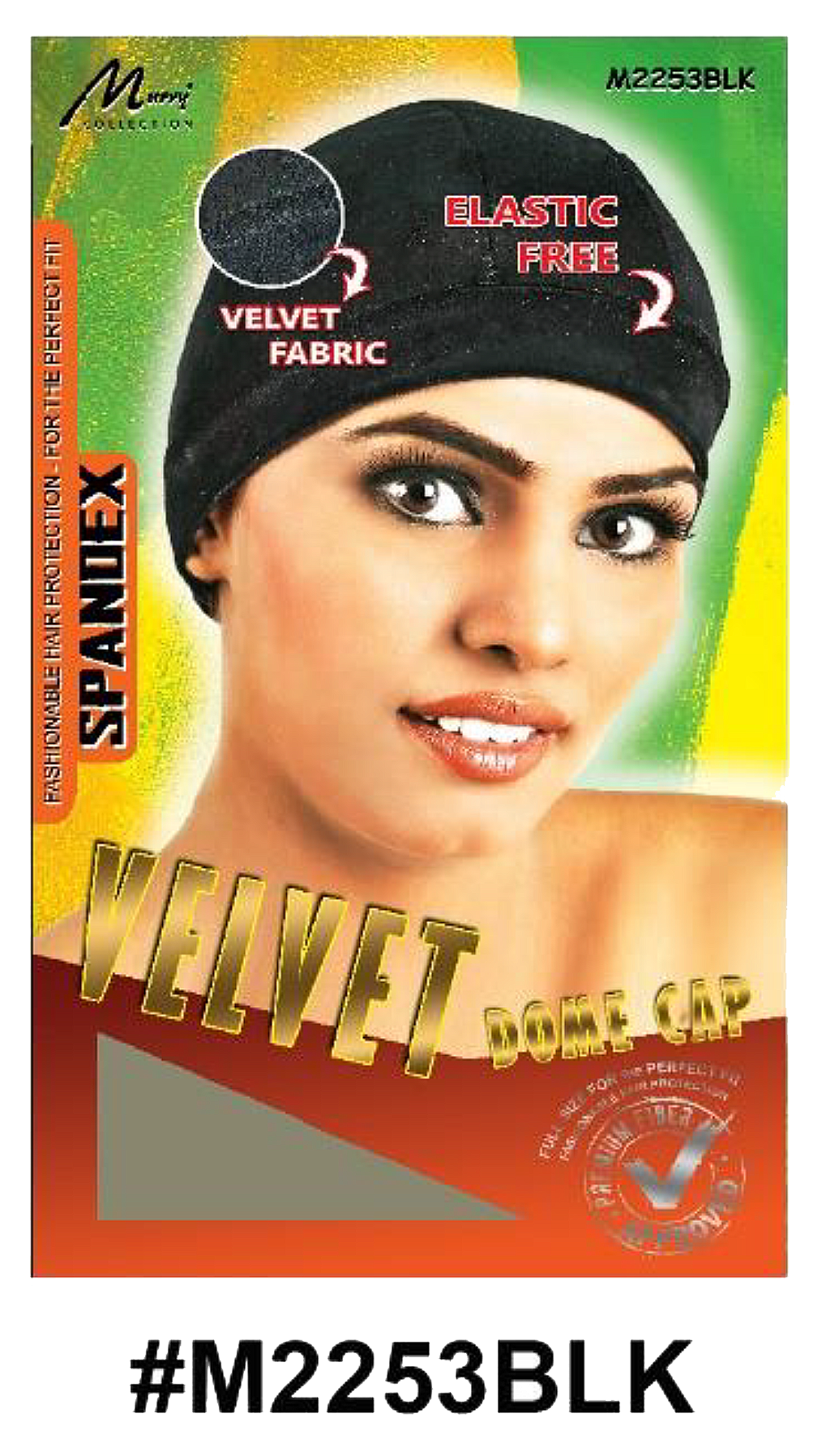 "Velvet Dome Cap - Elastic-Free - Black - #M2253BLK, made with soft velvet fabric for ultimate comfort and style."