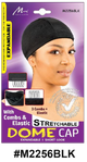 Stretchable Dome Cap with & Elastic - Expandable - Black - #M2256BLK
