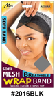 Soft Mesh Wrap Band - Breathable with Velcro Closer & Open Top - Black - #2016BLK
