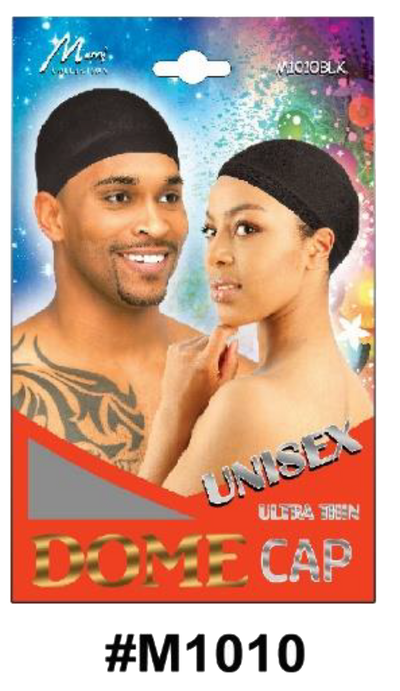 "Unisex Dome Cap - Ultra Thin - Black (#M1010) - Lightweight and Stretchable Hair Protection Cap."

