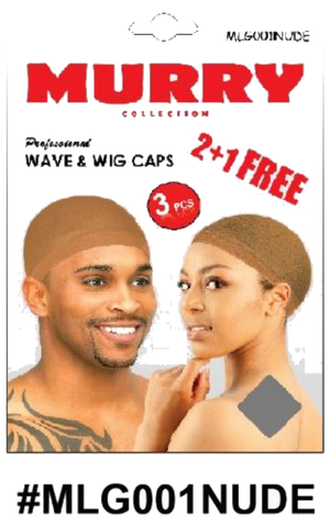 "Murry Collection Professional Wave & Wig Caps - Nude - 2+1 Free, 3-Piece Pack."