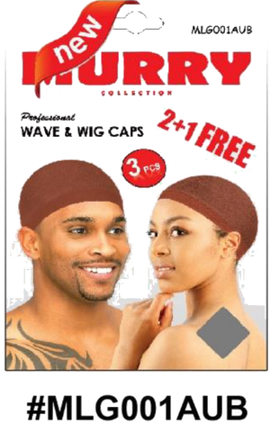"Murry Collection Professional Wave & Wig Caps - Auburn - 2+1 Free, 3-Piece Pack."