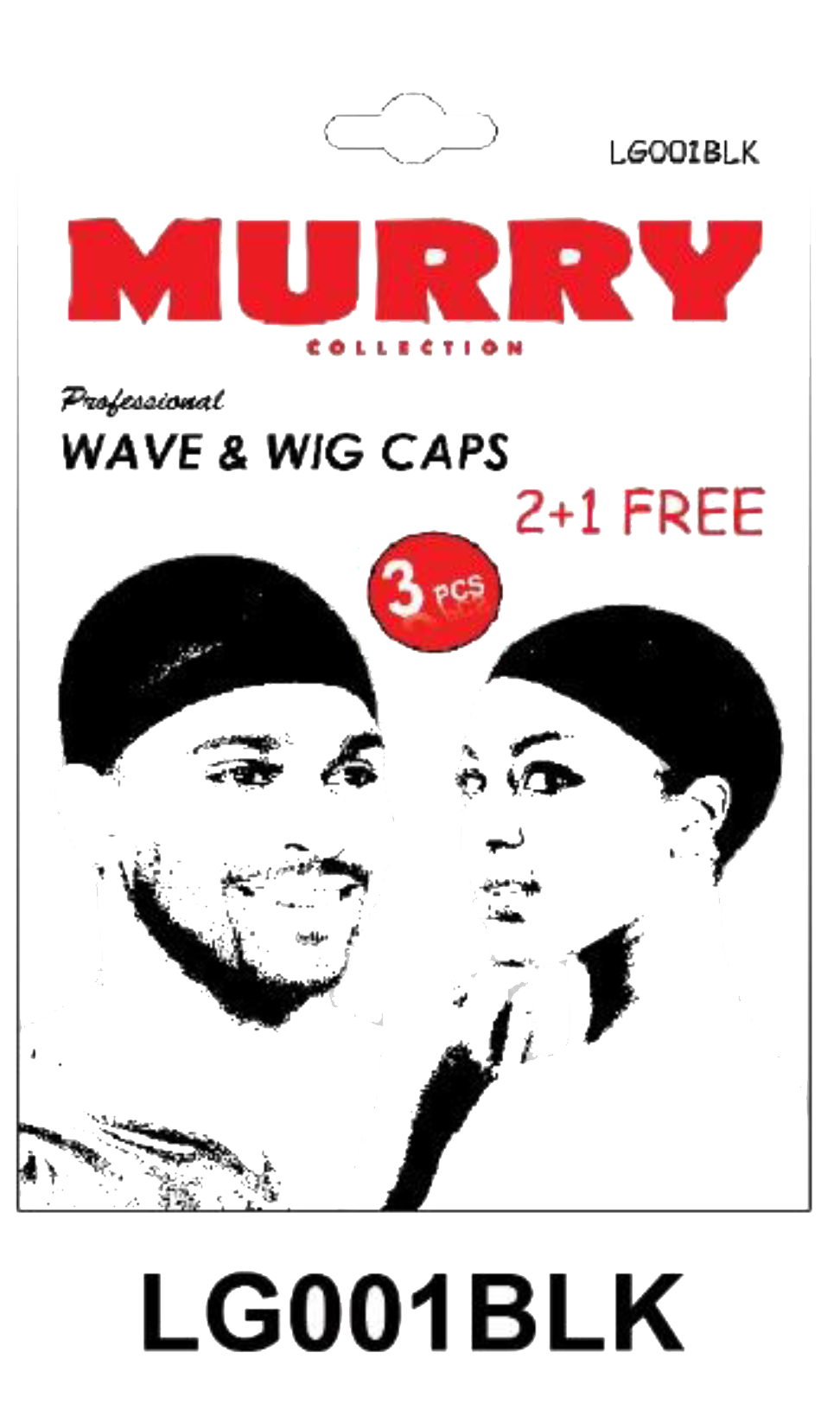 "Murry Collection Professional Wave & Wig Caps - Black - 2+1 Free, 3-Piece Pack."