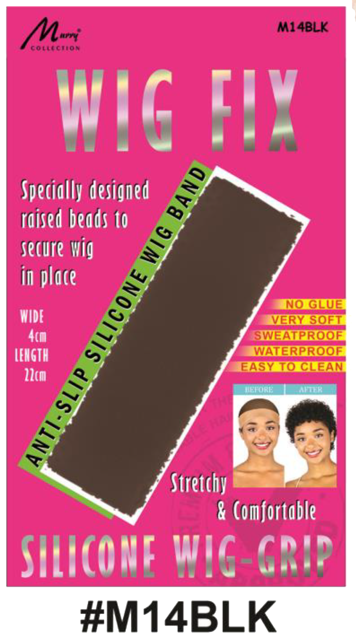 "Silicone Wig Grip Band in Black (#M14BLK) for a stretchable and non-slip fit."