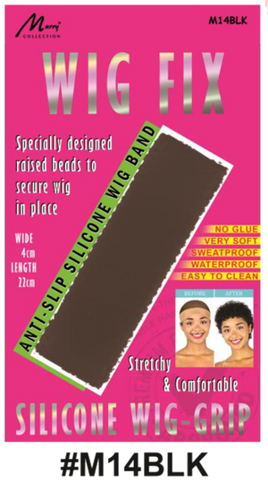 "Silicone Wig Grip Band in Black (#M14BLK) for a stretchable and non-slip fit."