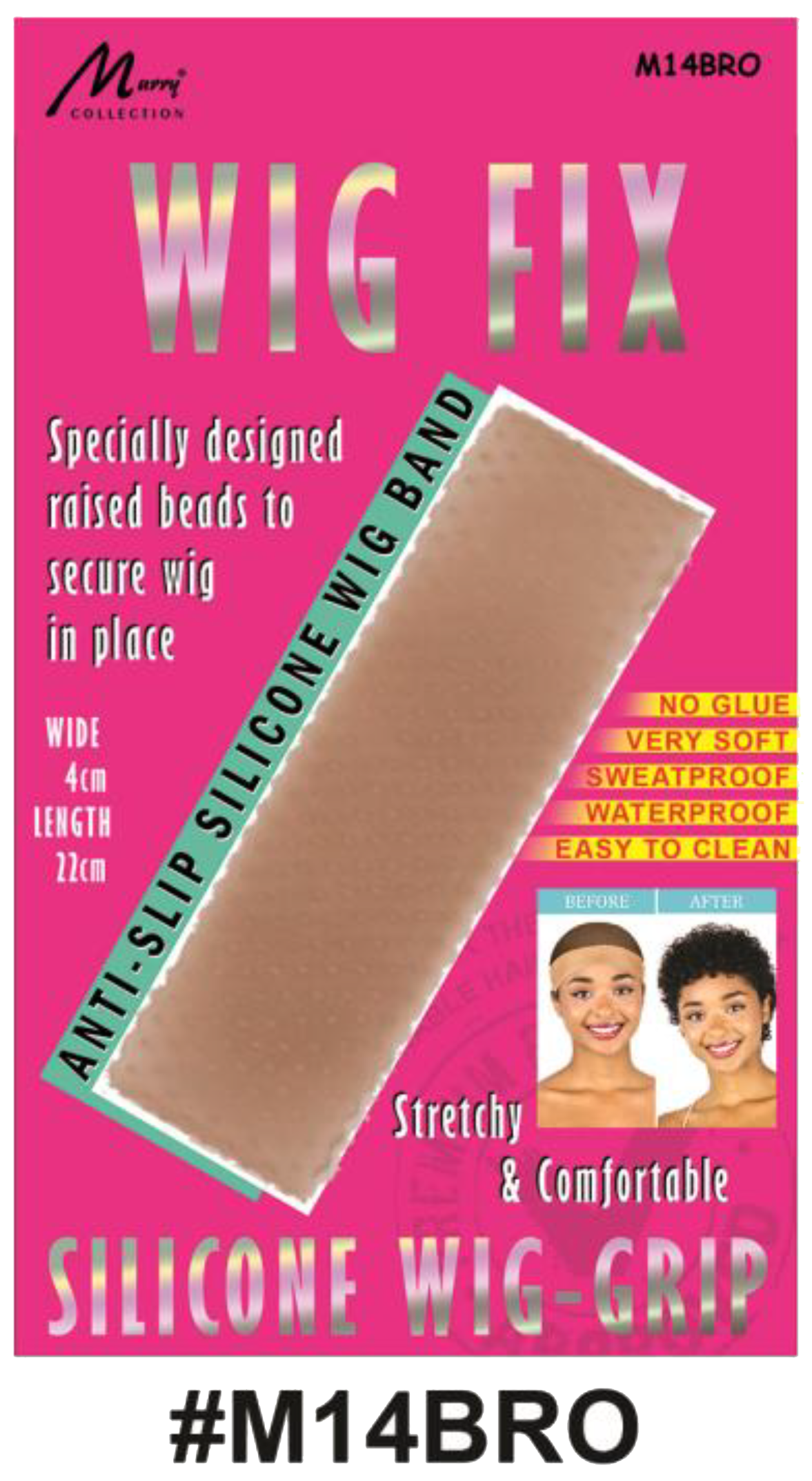 "Silicone Wig Grip Band in Brown (#M14BRO) with anti-slip raised bead design for secure wig placement."