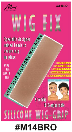 "Silicone Wig Grip Band in Brown (#M14BRO) with anti-slip raised bead design for secure wig placement."