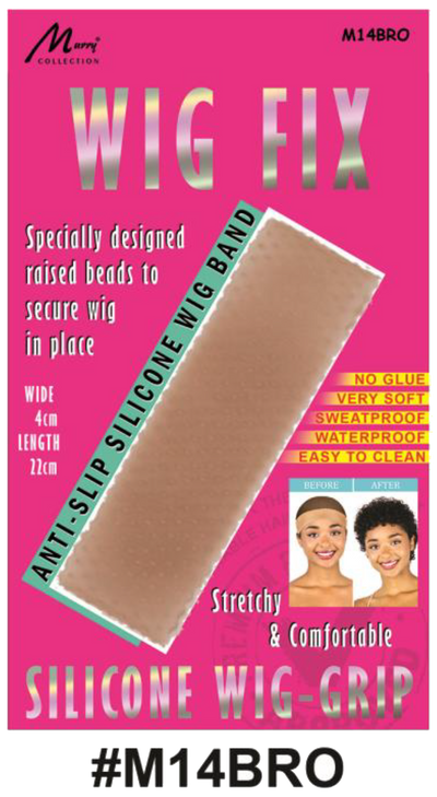"Silicone Wig Grip Band in Brown (#M14BRO) with anti-slip raised bead design for secure wig placement."