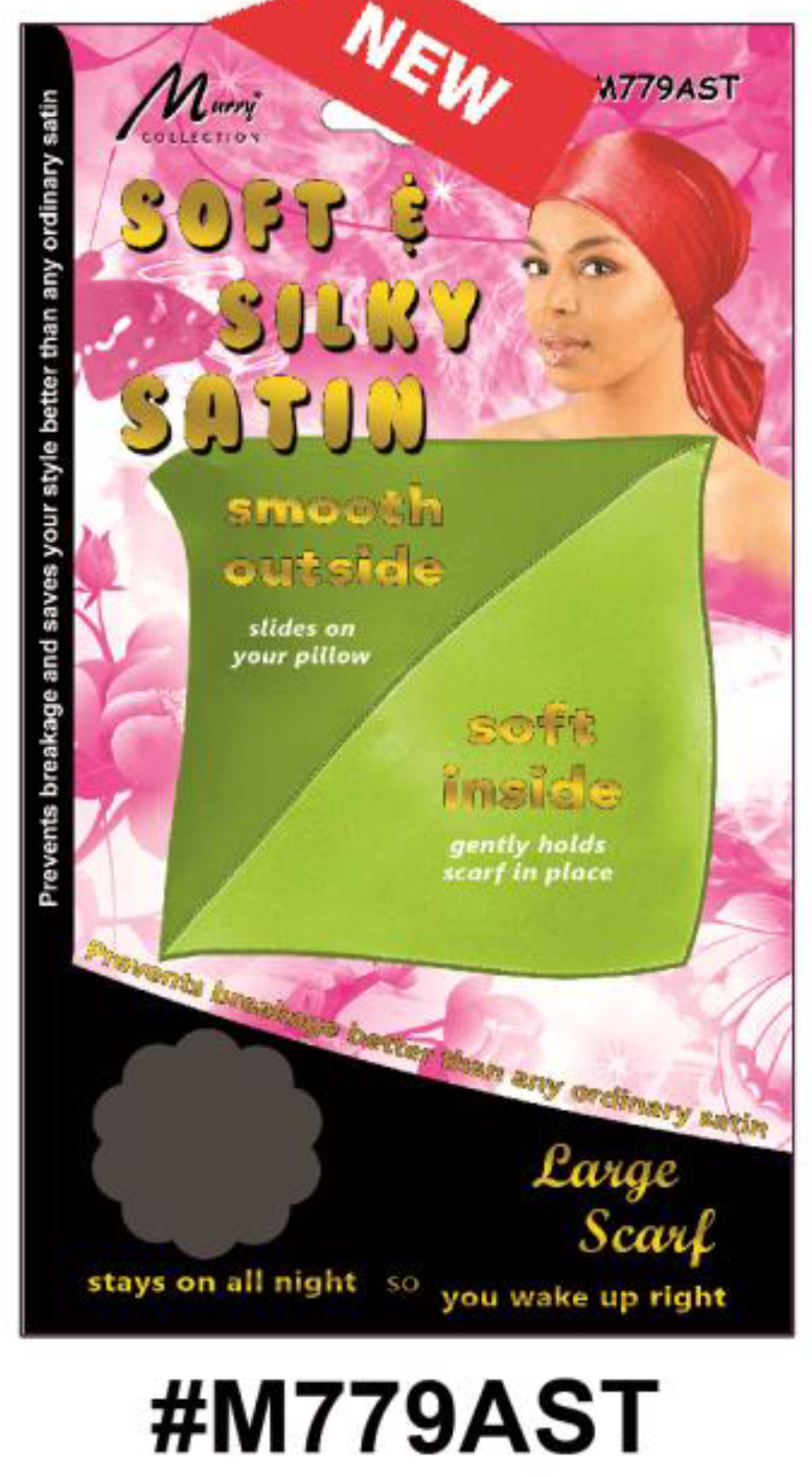 "Soft & Silky Satin Large Scarf in Assorted Colors (#M779AST) - Smooth Outside & Soft Inside for Hair Protection."