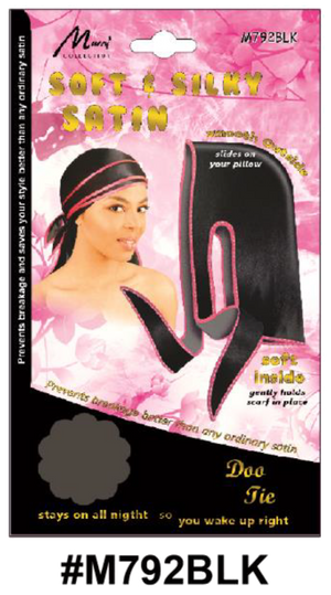 "Soft & Silky Satin Doo Tie in Black (#M792BLK) - Smooth Outside & Soft Inside for Maximum Comfort."