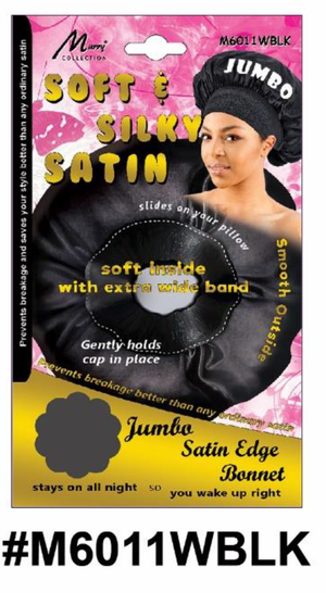 "Jumbo Satin Edge Bonnet in Assorted Colors - Soft & Silky Satin with Extra-Wide Band, Luxurious Hair Protection."