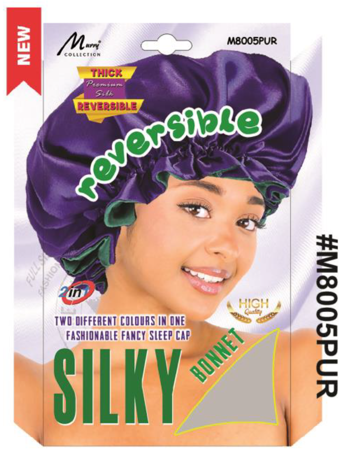 Reversible Silky Bonnet - 2-in-1 Premium Satin Sleep Cap - Multiple Colors - #M8005