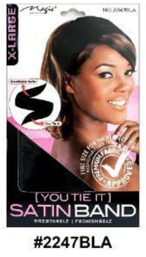 "Tie-It Satin Band in Black - X-Large - Breathable and Fashionable Design."