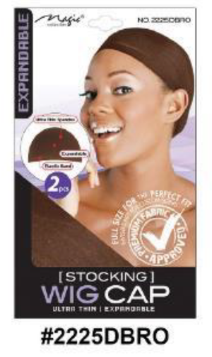 "Stocking Wig Cap in Brown (#2225DBRO) - Breathable and Lightweight Spandex Wig Cap."