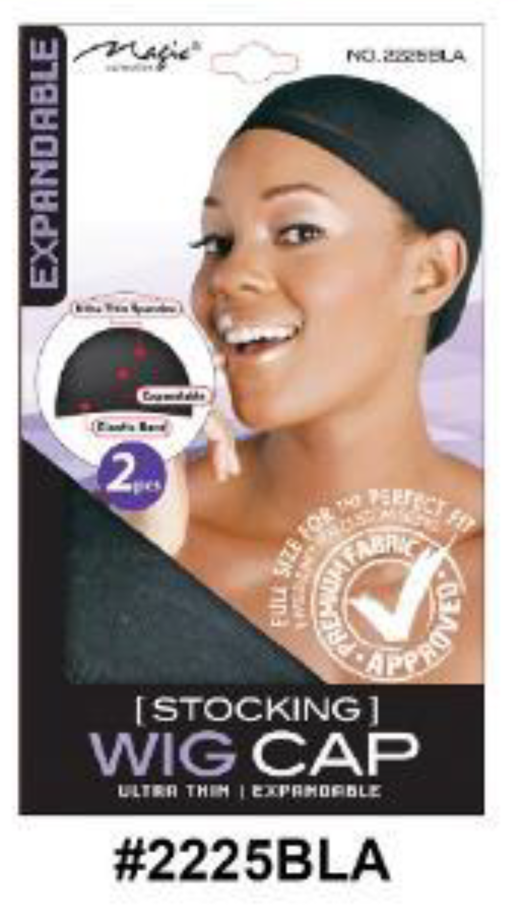 "Jumbo Size Stocking Wig Cap in Black (#2225JBLA) - Larger Size for Maximum Coverage."