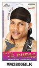 Ultra Thin Durag - Black (M3800BLK) | Stretchable, Wrinkle-Free, Adjustable Fit