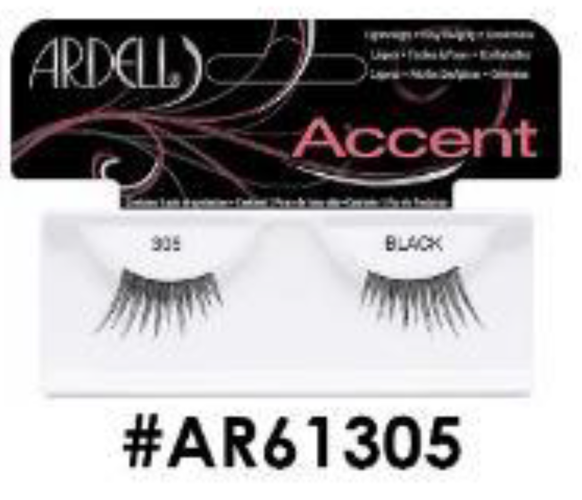 "Ardell Accent Lashes 305 Black (#AR61305) - Flared False Lashes for a Bold Look."

