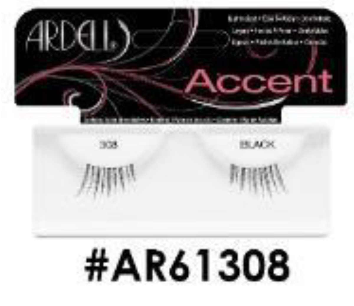 "Ardell Accent Lashes 308 Black (#AR61308) - Subtle False Lashes for Natural Look."