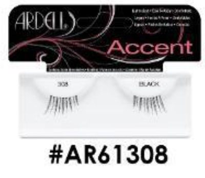 "Ardell Accent Lashes 308 Black (#AR61308) - Subtle False Lashes for Natural Look."