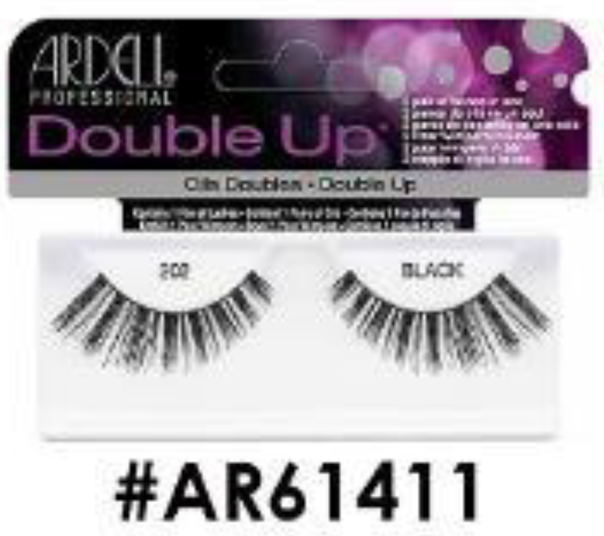 "Ardell Double Up False Lashes 202 Black (#AR61411) - Bold Volume with Double-Layer Design."