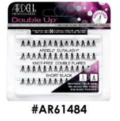 "Ardell Double Up Knot-Free Double Flares Short Black (#AR61484) - Bold Volume and Seamless Finish."