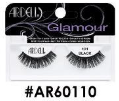 "Ardell Glamour False Lashes 101 Black (#AR60110) - Voluminous and Dramatic Look."