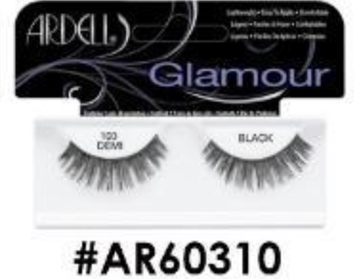"Ardell Glamour False Lashes 103 Demi Black (#AR60310) - Flared and Voluminous Look."