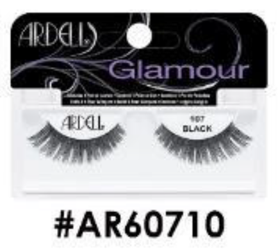 "Ardell Glamour False Lashes 107 Black (#AR60710) - Full and Flared for Bold Looks."