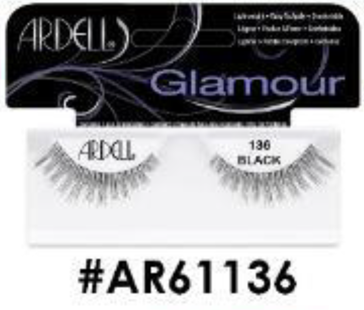 "Ardell Glamour False Lashes 136 Black (#AR61136) - Bold and Dramatic."