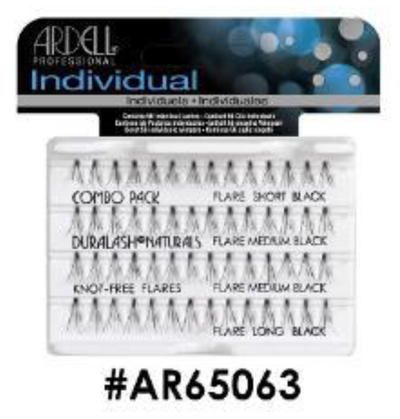 "Ardell Individual False Lashes Combo Pack Knot-Free Flares (#AR65063) - Short, Medium, and Long Flares."