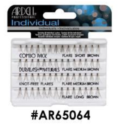 "Ardell Individual False Lashes Combo Pack Knot-Free Flares Brown (#AR65064) - Short, Medium, and Long Flares."