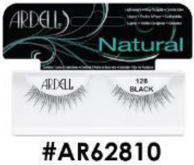"Ardell Natural False Lashes 128 Black (#AR62810) - Lightweight and Natural."