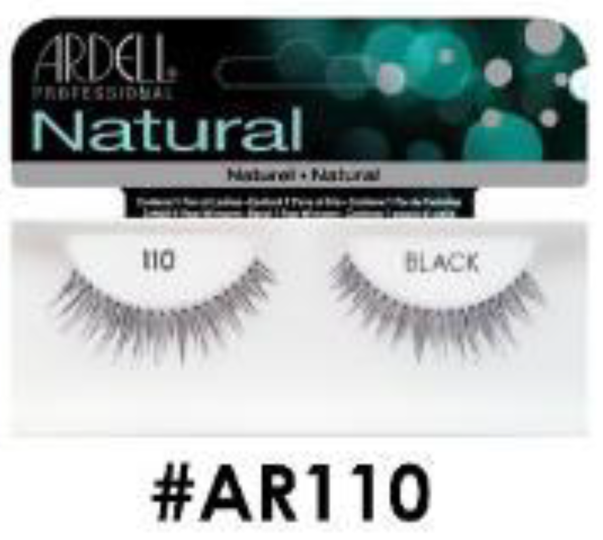 "Ardell Natural False Lashes (#AR110) Style 110 in Black - Lightweight, Natural, and Reusable."