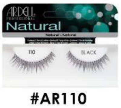 "Ardell Natural False Lashes (#AR110) Style 110 in Black - Lightweight, Natural, and Reusable."