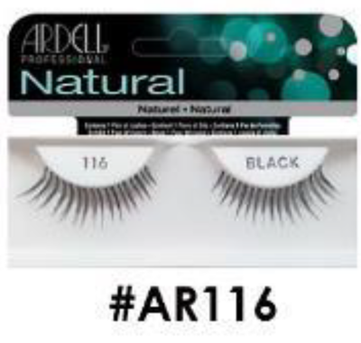 "Ardell Natural False Lashes (#AR116) Style 116 in Black - Flared, Lightweight, and Reusable Lashes."