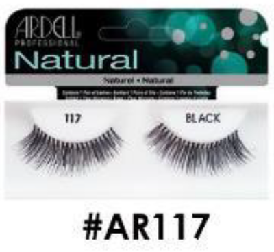 "Ardell Natural False Lashes (#AR117) Style 117 in Black - Lightweight, Reusable, and Bold for Natural Looks."