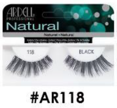 "Ardell Natural False Lashes (#AR118) Style 118 in Black - Wispy, Lightweight, and Reusable."