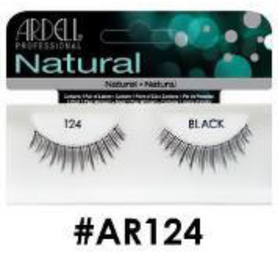 "Ardell Natural False Lashes (#AR124) Style 124 in Black - Lightweight and Perfect for Subtle Lash Enhancement."